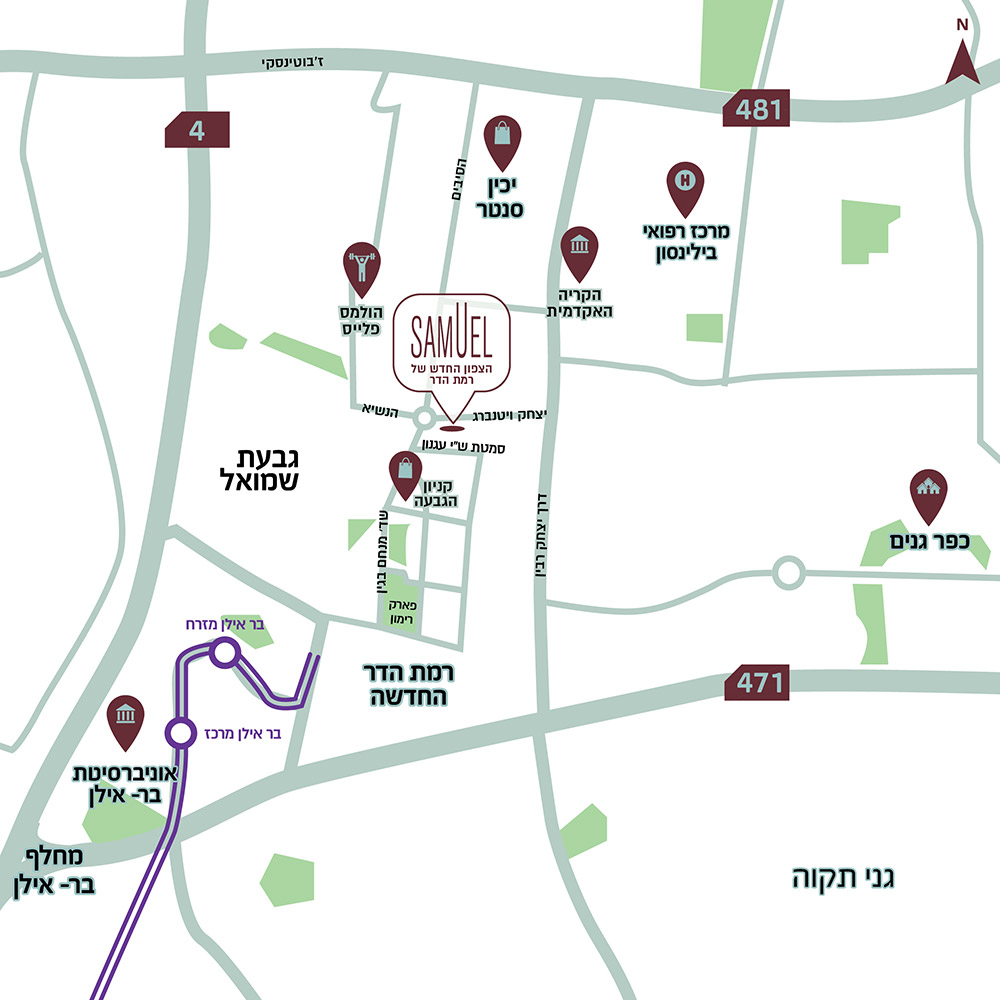 גינדי גבעת שמואל - מפה